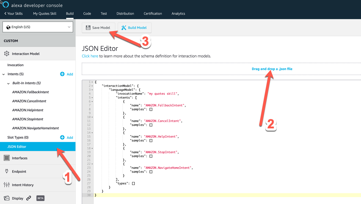 Amazon ALEXA Create Skill step 3